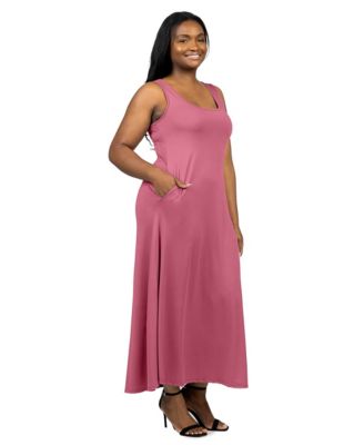 Plus Size Sleeveless Tank Maxi Dress with Pockets