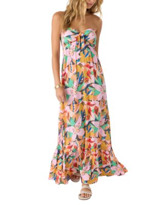 O'Neill - Juniors' Isadora Printed Strapless Maxi Dress