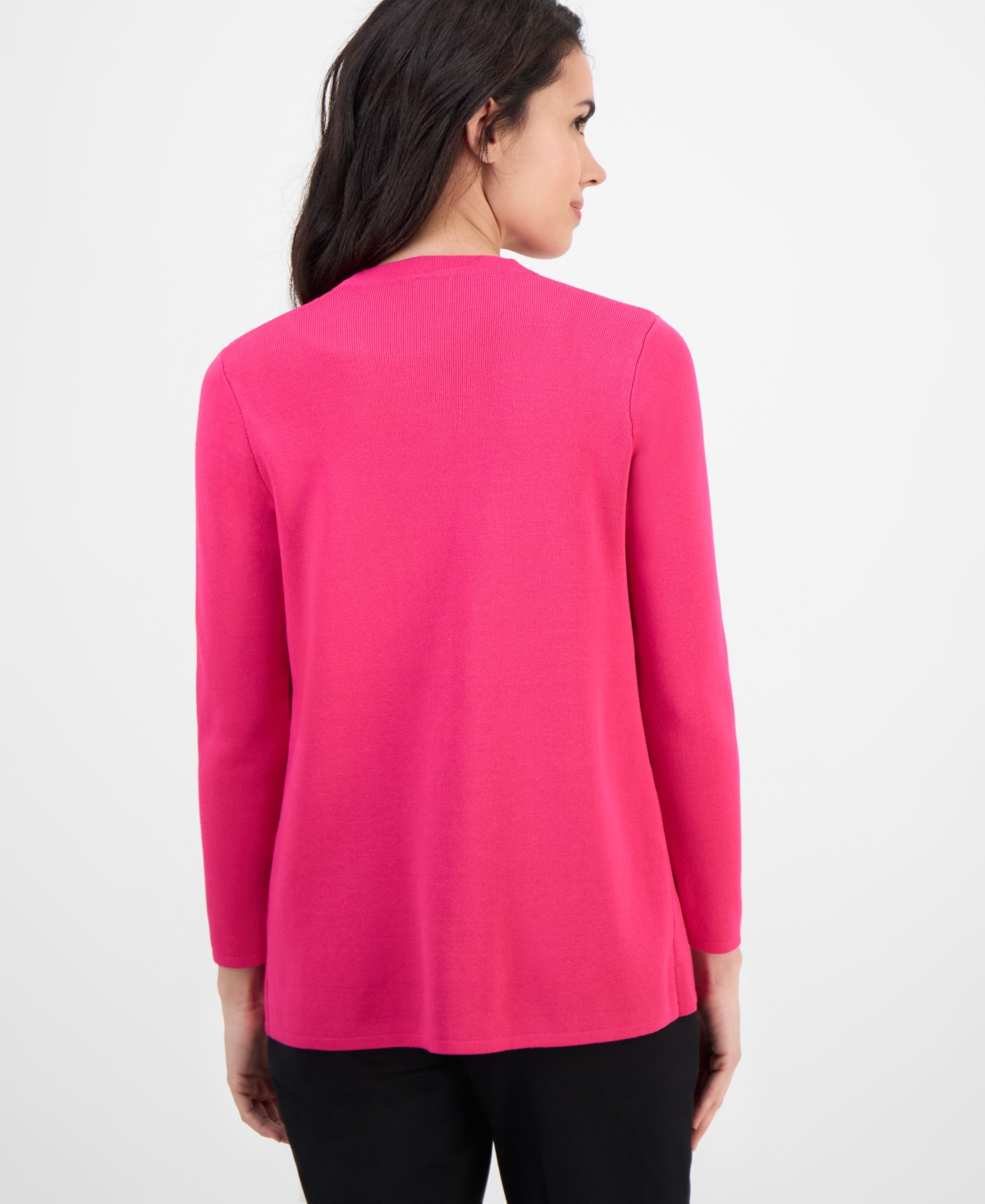 Shop Ak Anne Klein Petite Long-sleeve Open-front Cardigan