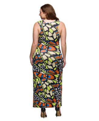 Print Plus Size Razorback Tank Casual Maxi Dress