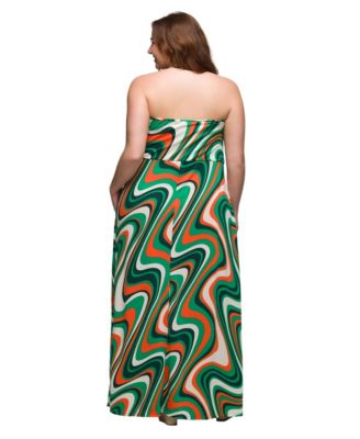 Plus Size A-Line Strapless Maxi Dress with Pockets