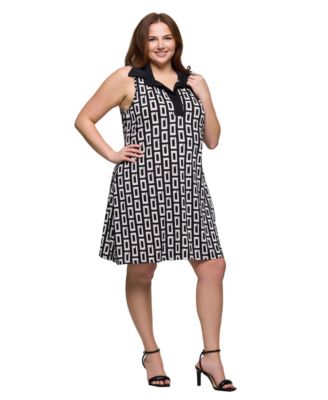 Plus Size Sleeveless Collared Mini Dress