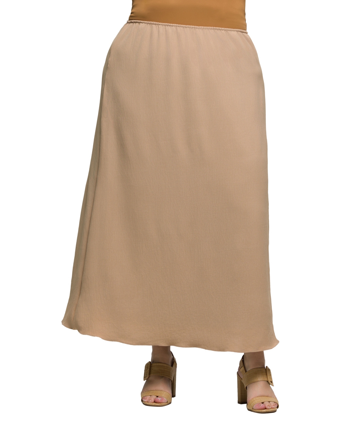 24seven Comfort Apparel Plus Size Elastic Waist A-line Maxi Skirt