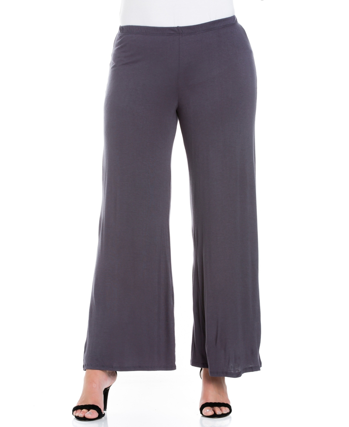 24SEVEN COMFORT APPAREL PLUS SIZE ELASTIC WAIST FLARED LEG PALAZZO PANTS 
