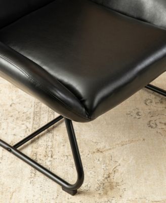 35.75" Leatherette Mid-Century Modern Wingback Accent Chair