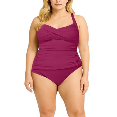 Women's Ruched Twist Front One Piece Swimsuit
