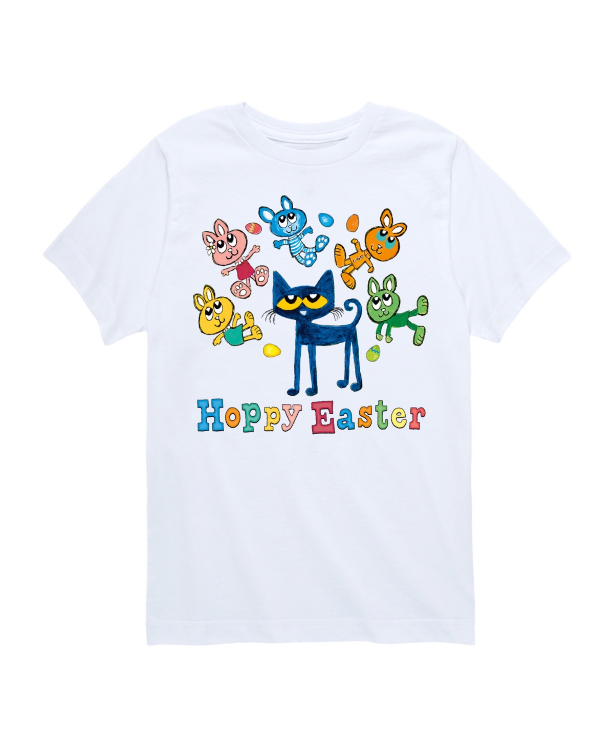 Hybrid Toddler And Big Boys Pete The Cat Hoppy Easter Graphic T-shirt In White