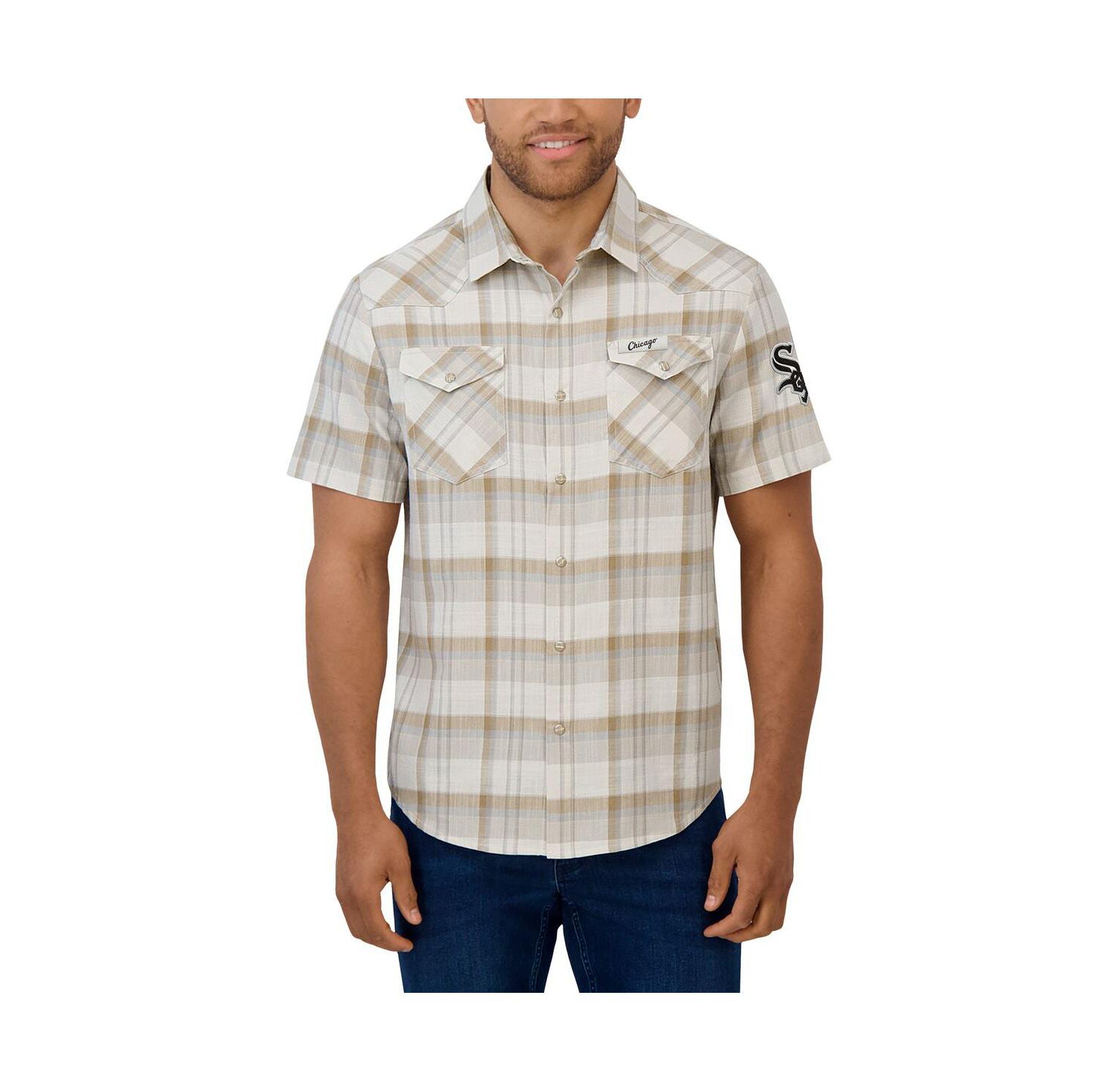 Men's Gray Chicago White Sox Plaid Full-Snap Shirt