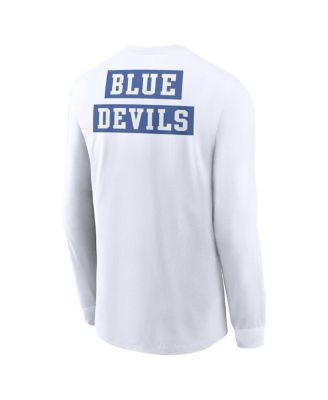 Men's White Duke Blue Devils Two-Hit Classic Location Long Sleeve T-Shirt