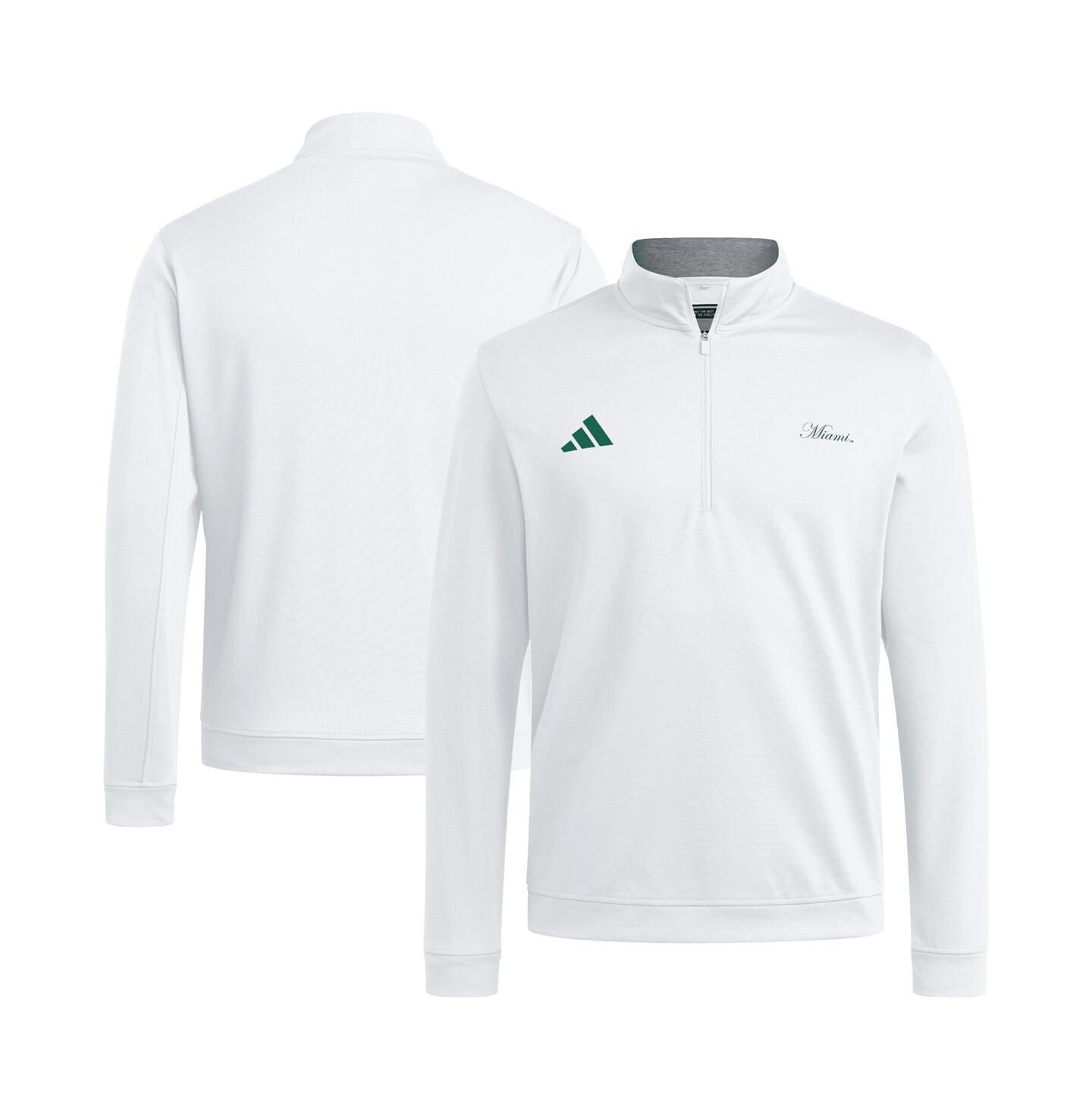 Мужская куртка adidas White Miami Hurricanes Elevated Quarter-Zip — фото 1