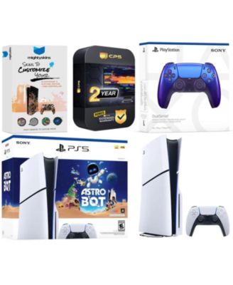 PlayStation 5 Slim Disc PS5 Astro Bot Bundle with Extra Controller and MightySkins Code and 2 Year Extended Warranty