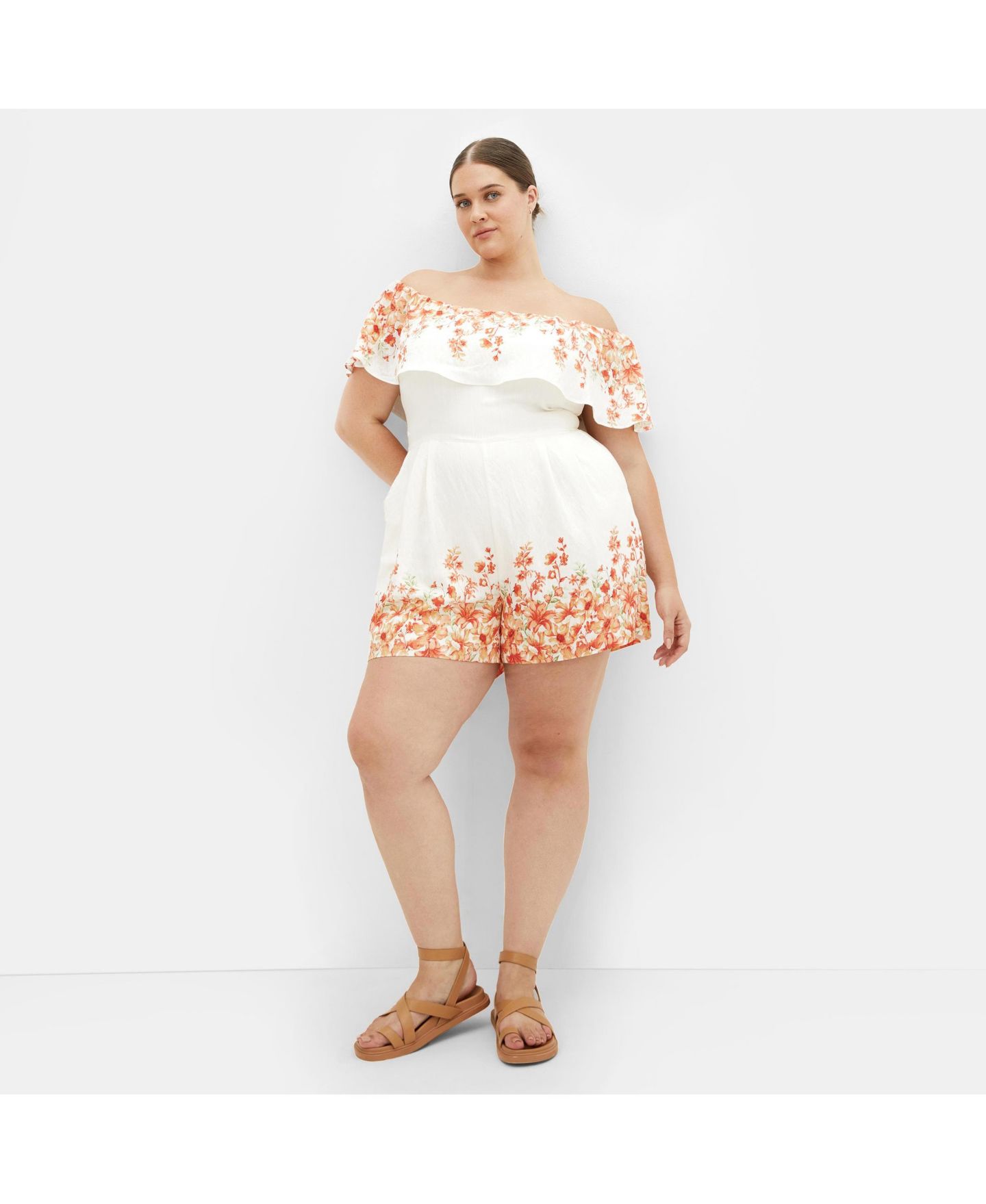 Женские платья CITY CHIC Poppy Print Playsuit, цвет: Персиковый — фото 3