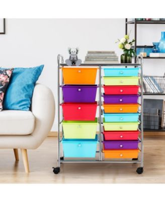 15-Drawer Utility Rolling Organizer Cart with Multi-Use Storage