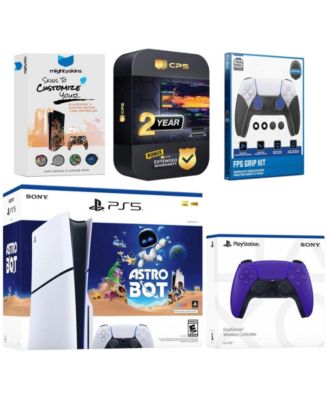PlayStation 5 Slim Disc Astro Bot Bundle with Extra Controller, FPS Grip Kit, MightySkins Code and 2 Year Extended Warranty