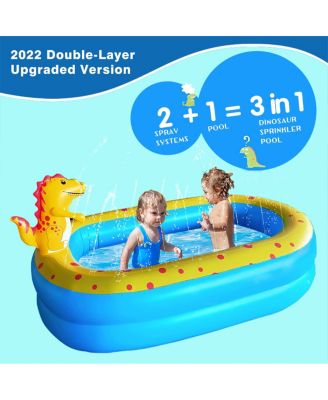 Inflatable Dinosaur Pool kid pool Kiddie Pool Indoor Outdoor Kids Swimming for Ages 2+ 67"x 41"x 32" Blue