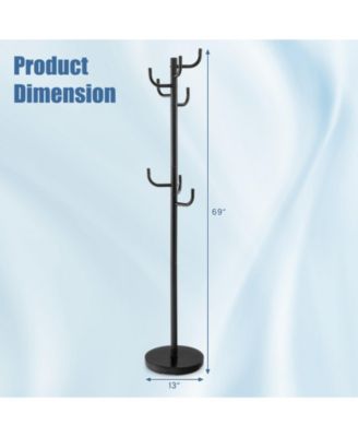 Metal Coat Rack Stand with 8 Sturdy Hooks and Metal Base