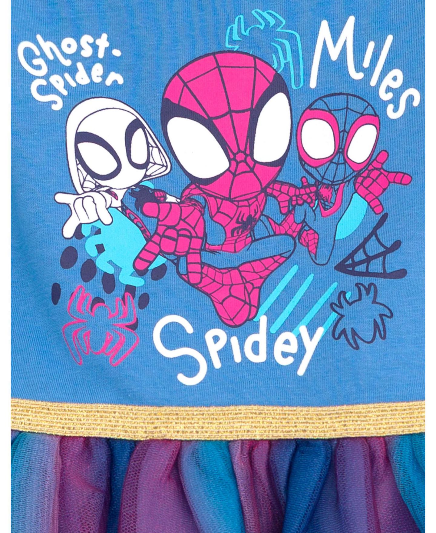 Платье Spidey and His Amazing Friends Pleated Tulle Dress для девочек-малышей, цвет: Синий — фото 2
