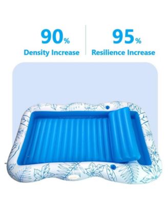 Inflatable Lounger Float Pool Floating Bed Backrest Floating Raft Drink Holder 85" x 63" Blue