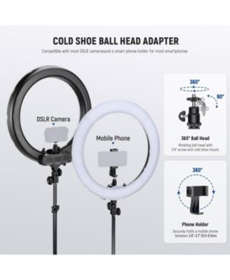 55W 18"/45cm Ring Light Kit New Version, 5600K 0-100% Dimming LED Selfie Light with Light Stand and Phone Holder for Makeup Lash Tattoo Barber Vlog Studio Video Photography Lighting, RL-18