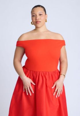 Women's Plus Size Boat Neck Mixed Fabric Dress