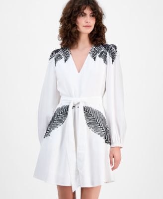 Women's Palm Embellished Long-Sleeve Mini Dress, Macy's Exclusive