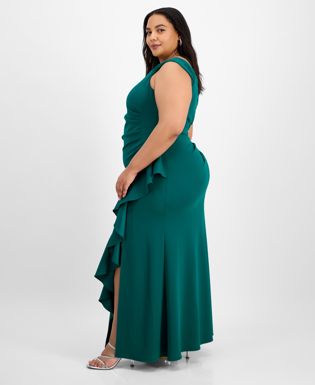 Alex Evenings Plus Size Ruched Ruffled Gown