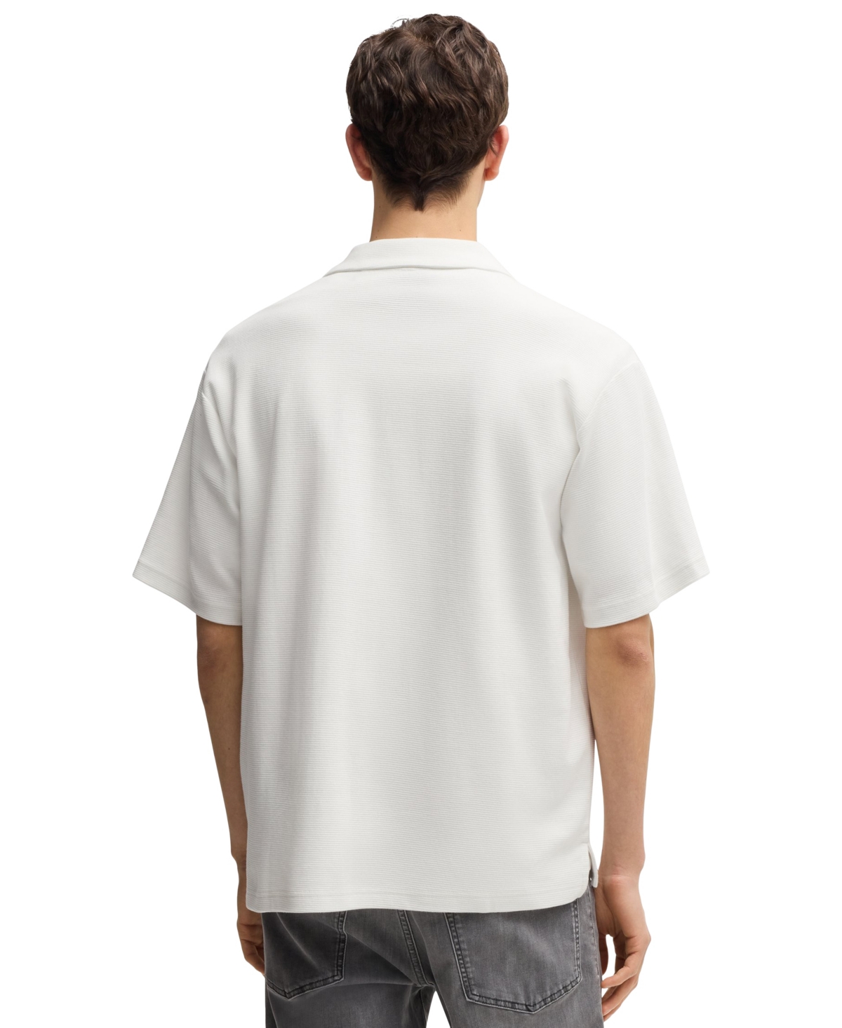 Hugo Boss Boss By  Men's Waffle Cotton Relaxed-fit Shirt In White