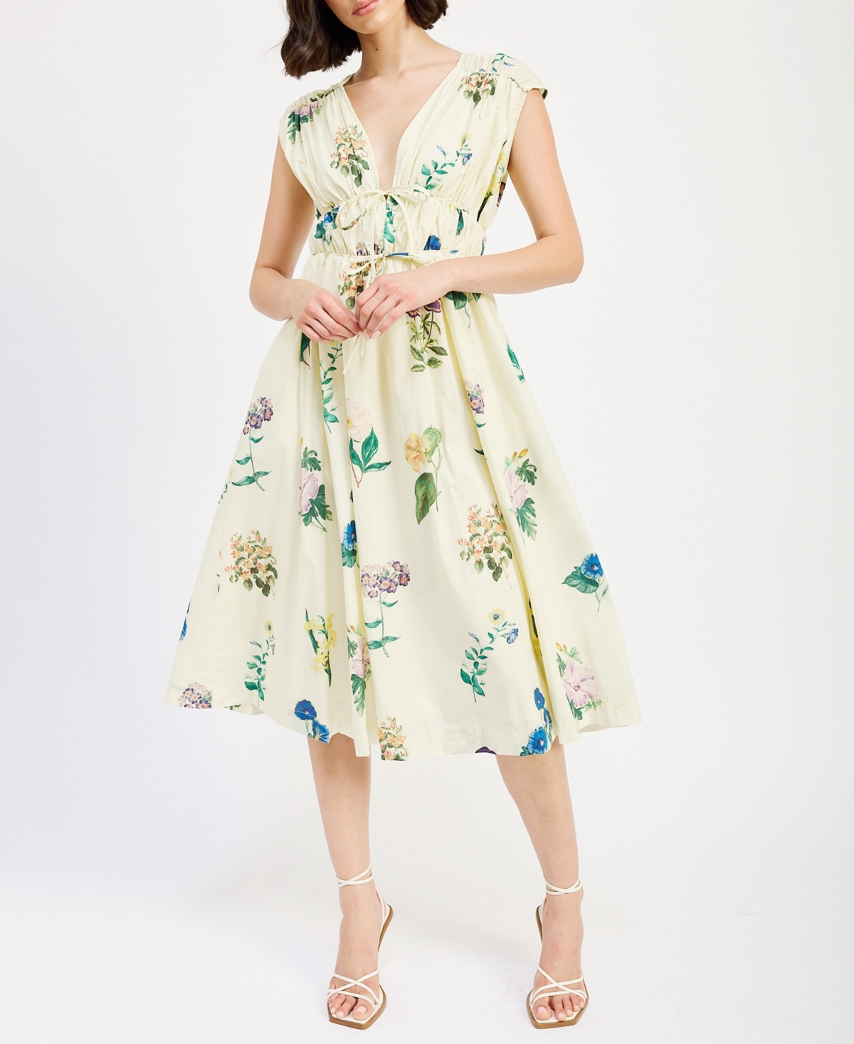Women's Ashley Printed Cotton Midi Dress - Ivory Multi