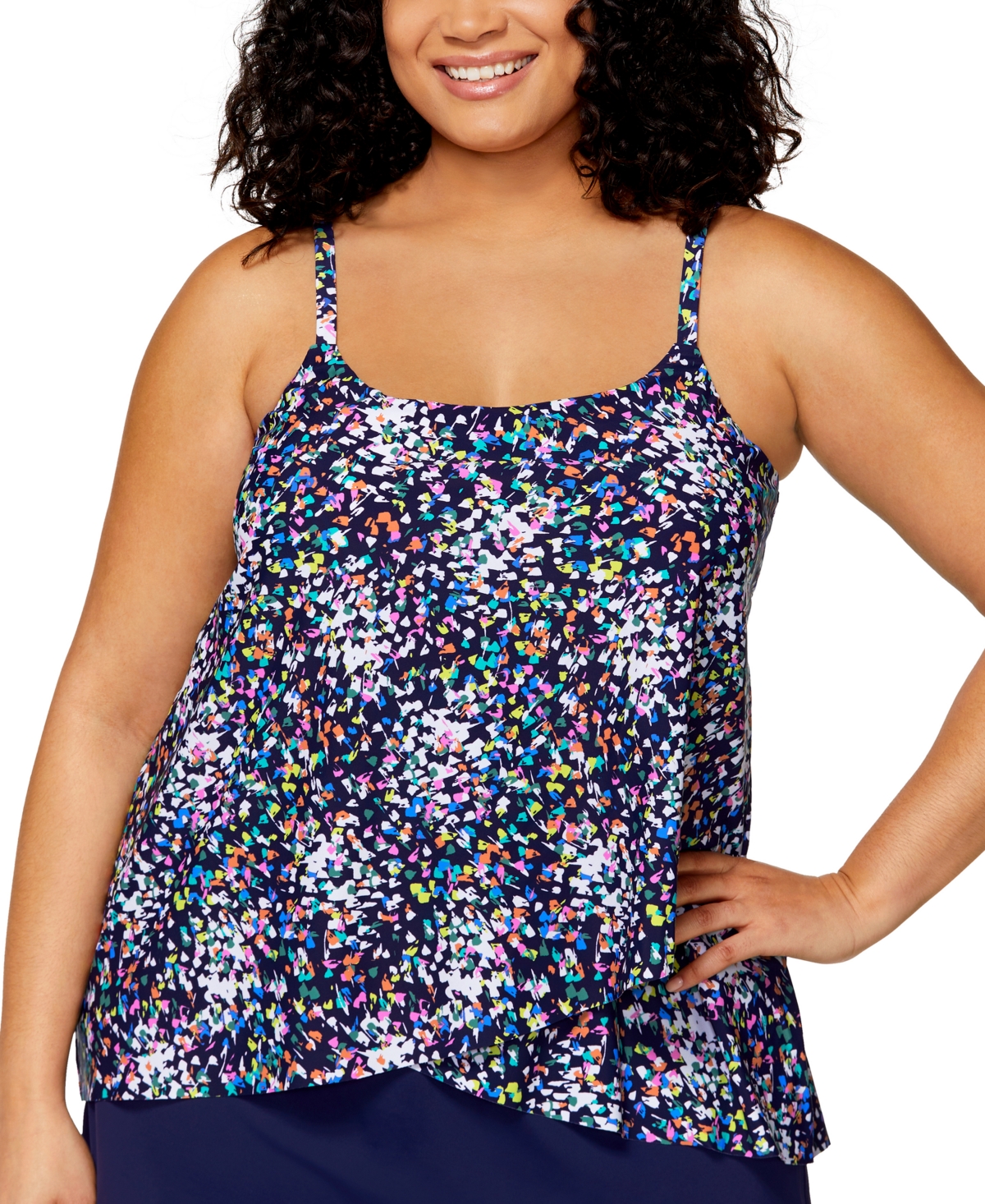 Island Escape Plus Cape Town Draped Tankini Top, Exclusively at Macy's