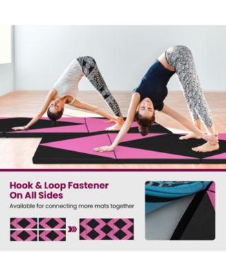 4-Panel PU Leather Folding Exercise Gym Mat with Hook and Loop Fasteners