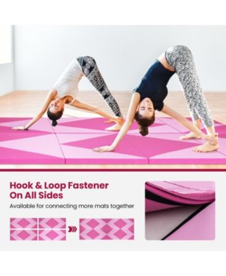 4-Panel PU Leather Folding Exercise Gym Mat with Hook and Loop Fasteners