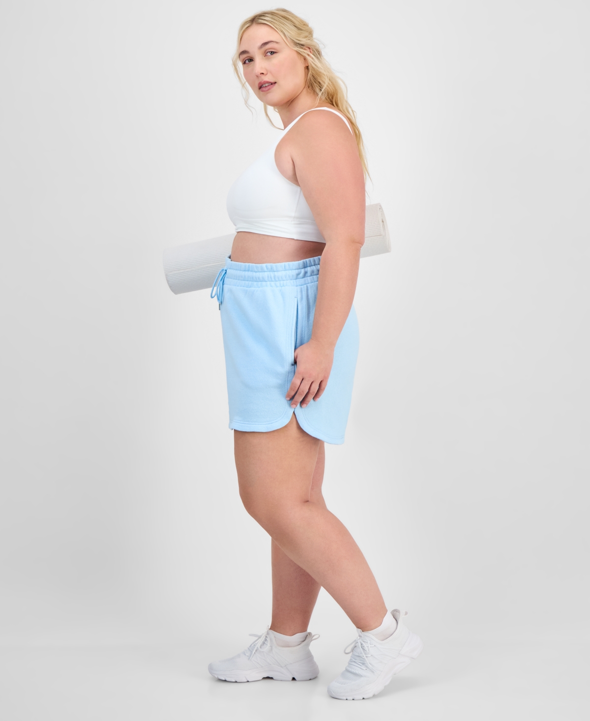 Id Ideology Plus Size Solid-color Knit Pull-on Shorts, Exclusively At Macy's