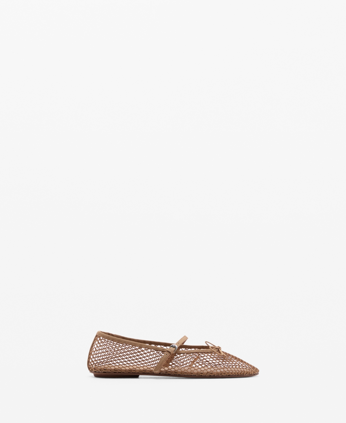 Mango Mesh Ballet Flats In Nude