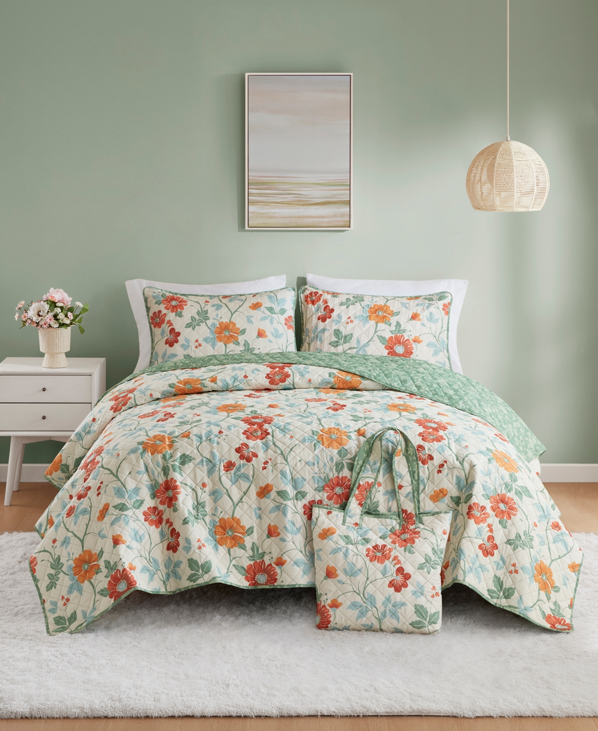 Addison Park Rosalie Floral 3-pc. Quilt And Tote Set, Twin In Multi
