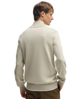 Men's Logo Patch Zip-Neck Sweater