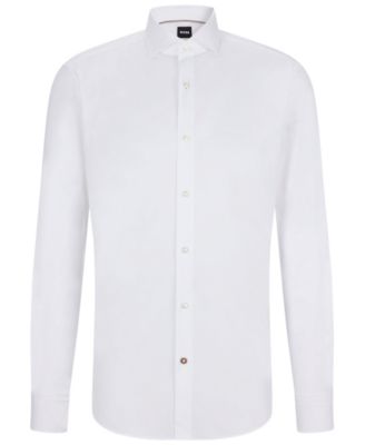 Men's Stretch-Cotton Twill Regular-Fit Dress Shirt