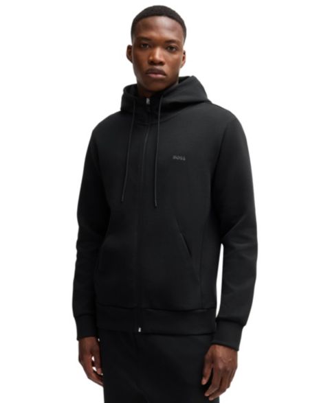 Мужское худи Hugo Boss Logo Print Zip-Up, цвет: Чёрный
