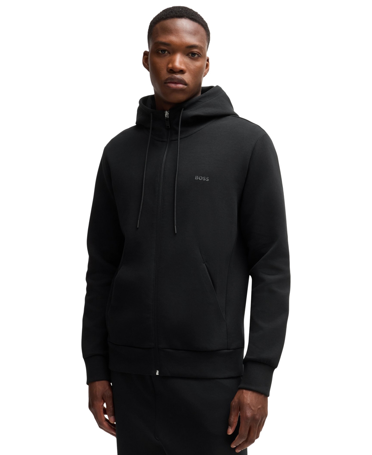 Boss by Hugo Boss Men's Logo Print Zip-Up Hoodie - Black