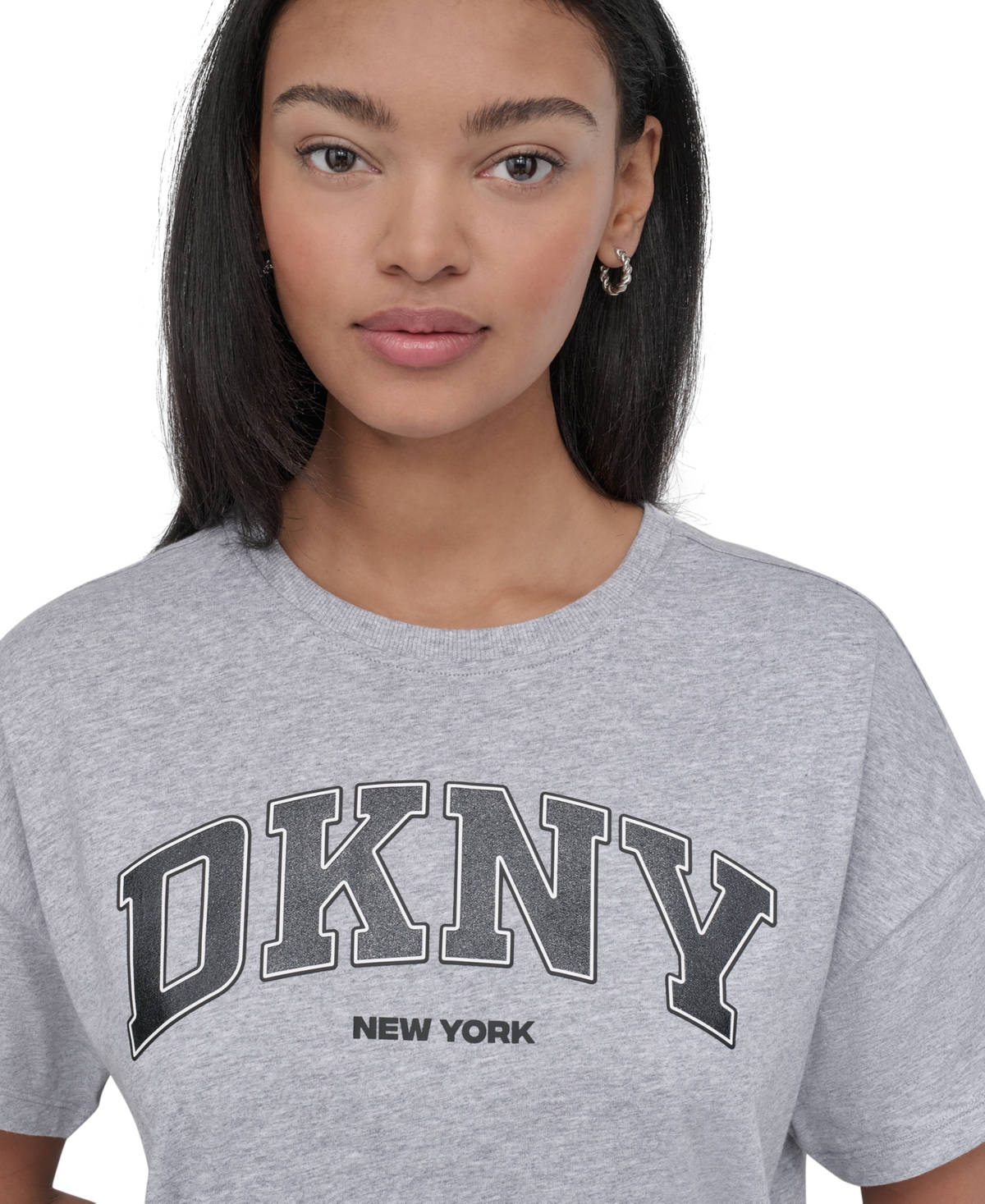 Dkny Sport Women's Glitter Logo Varsity T-shirt