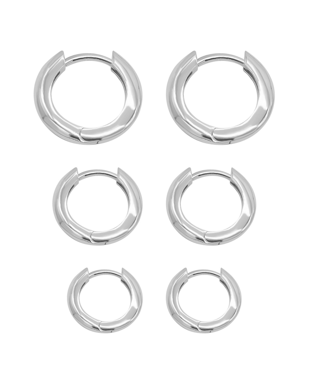 Adornia Set Of 3 Huggie Hoop Earrings In Silver