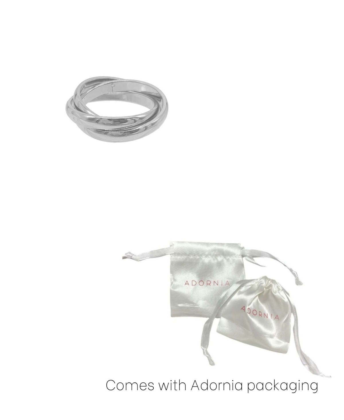Adornia Tarnish Resistant Silver Plated Interlocking Rings In Silver