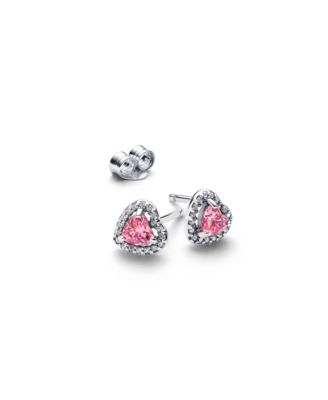 PandoraHearts フォト Pandora Sterling Silver Pink Heart Stud Earrings - Macy's