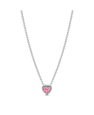 PANDORA 正規品 Pink Heart Collier Necklace Pandora Sterling Silver Pink Elevated Heart Necklace - Macy's