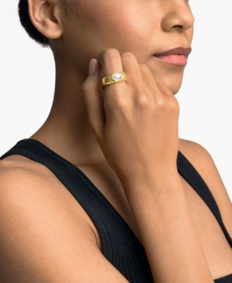 14K Gold-Plated Brass Oval Stone Ring