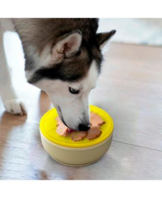 Yellow Small Pineapple-Shaped Silicone Pet Bowl with Non-Slip Suction Base