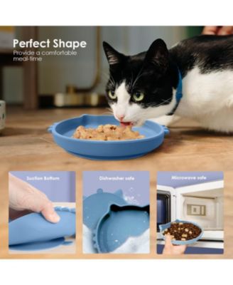 Cat Shaped Silicone Pet Bowl with Non-Slip Suction Base