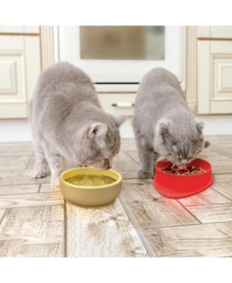 Red Small Strawberry Shaped Silicone Pet Bowl with Non-Slip Suction Base