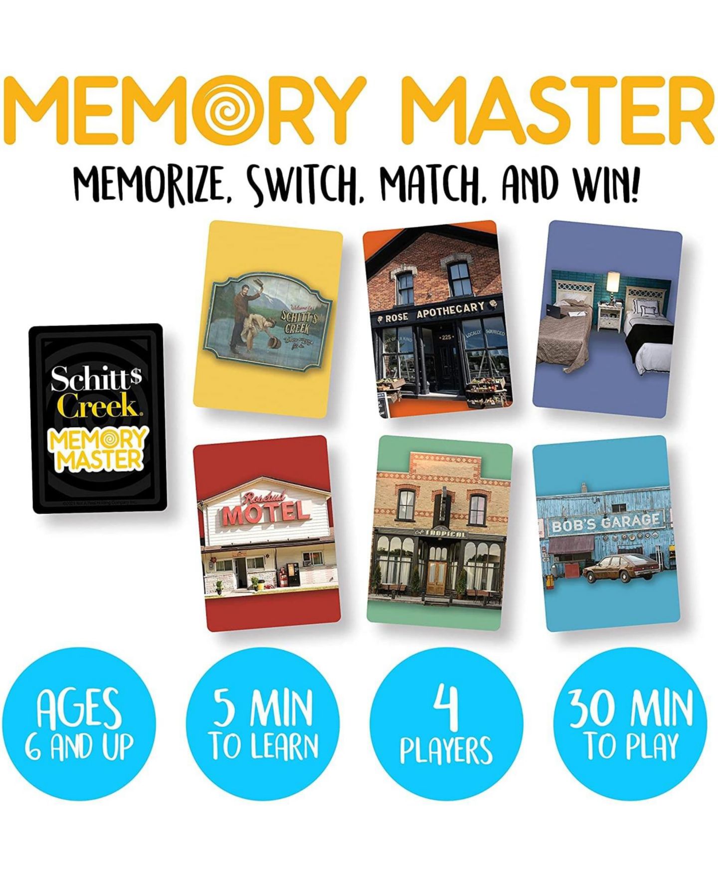 Детская карточная игра NMR Distribution Schitt's Creek Memory Master Card Game, Ages 12+ — фото 2