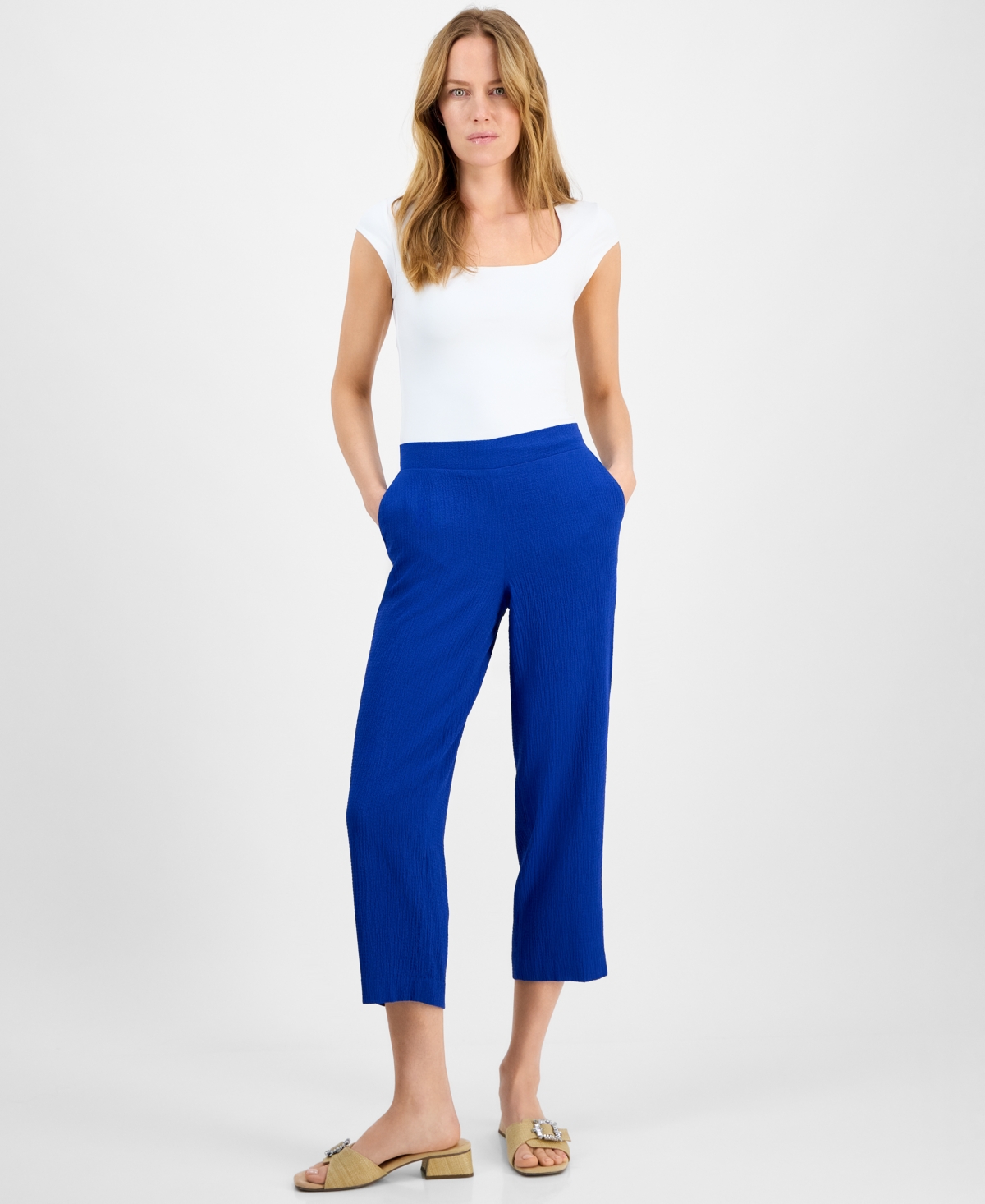 Ak Anne Klein Women's Pull-on Cropped Pants