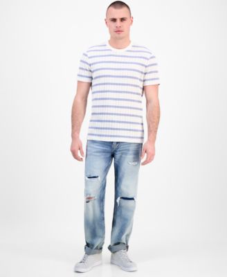 Men's Elon Short Sleeve Textured Striped Crewneck T-Shirt